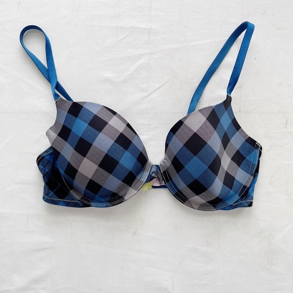 Victoria's Secret Other - [Victoria’s Secret] blue grey plaid lined Demi bra 36D